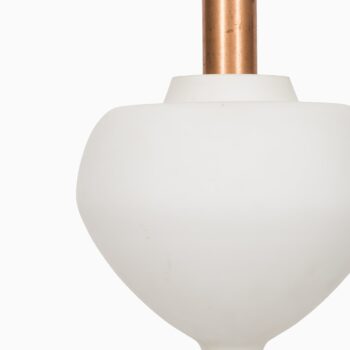 Mid century ceiling lamps in copper and white opal glass at Studio Schalling