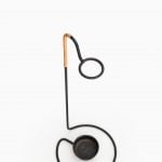Umbrella stand in black lacquered metal and cane at Studio Schalling