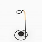 Umbrella stand in black lacquered metal and cane at Studio Schalling
