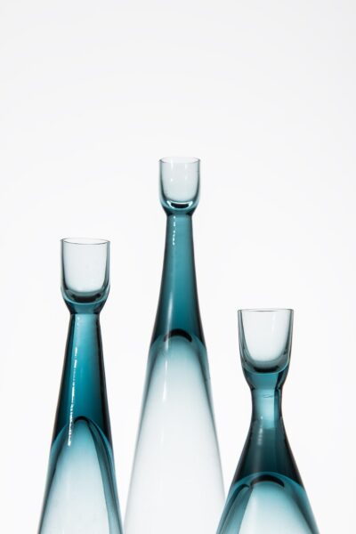 Bengt Edenfalk glass candlesticks by Skruf at Studio Schalling
