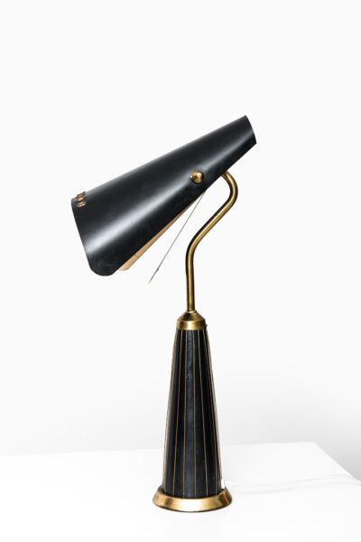 Table lamp with flexible shade in black metal at Studio Schalling