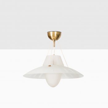 Ceiling lamp in brass and etched glass at Studio Schalling