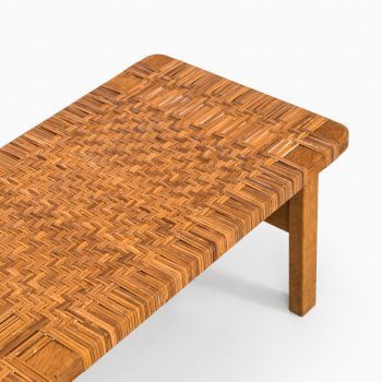 Børge Mogensen side table in oak and woven cane at Studio Schalling