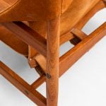 Hans Olsen easy chairs in teak and suede at Studio Schalling