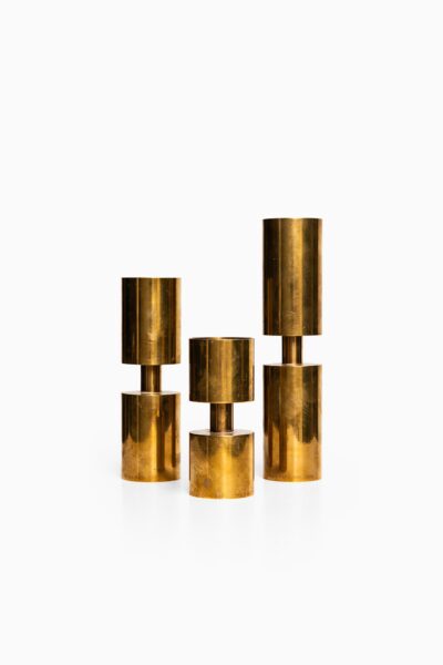 Thelma Zoéga set of 3 candlesticks in brass at Studio Schalling