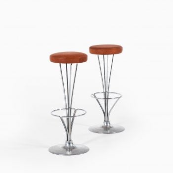 Piet Hein bar stools in chromed steel at Studio Schalling