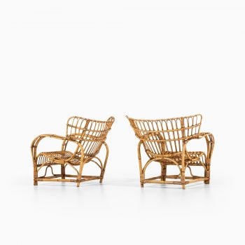 Viggo Boesen easy chairs in rattan and cane at Studio Schalling