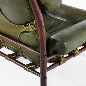 Arne Norell Inca easy chair in green leather at Studio Schalling