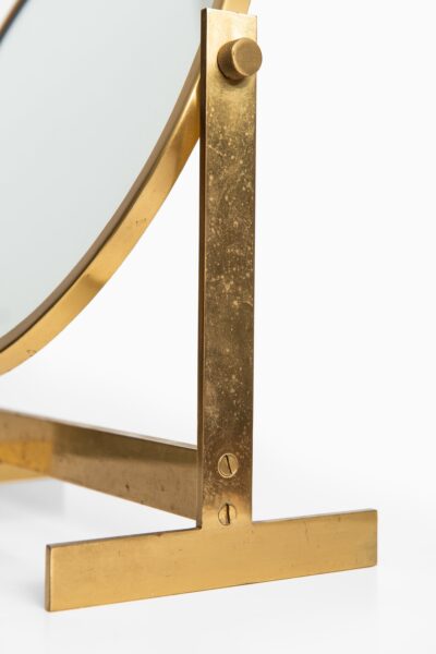 Table mirror in brass and teak at Studio Schalling