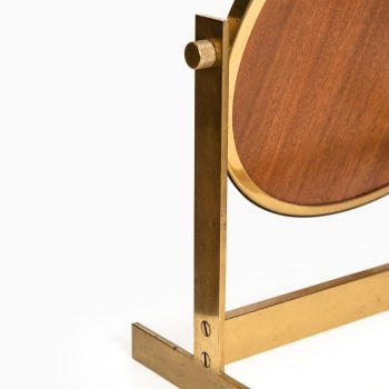 Table mirror in brass and teak at Studio Schalling