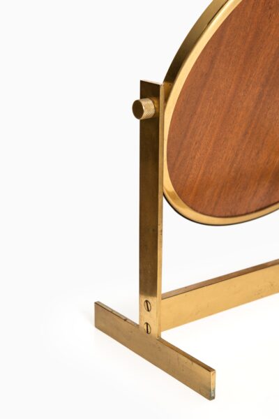 Table mirror in brass and teak at Studio Schalling