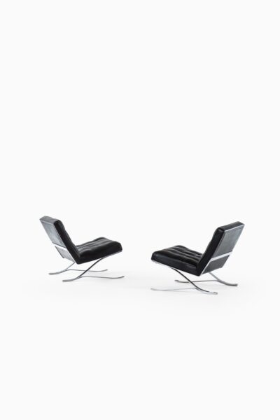 Rudolf Horn easy chairs in black leather at Studio Schalling