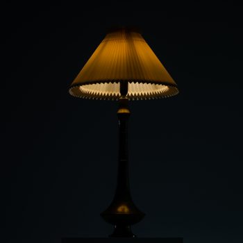 Pair of table lamps in patinated brass at Studio Schalling