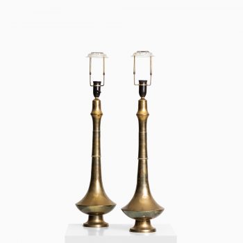 Pair of table lamps in patinated brass at Studio Schalling