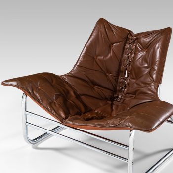 Easy chair in chromed steel and leather at Studio Schalling