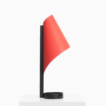 Table lamp with red lacquered metal at Studio Schalling