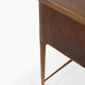 Freestanding desk in walnut, mahogany and brass at Studio Schalling