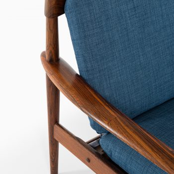 Grete Jalk sofa in rosewood and blue fabric at Studio Schalling