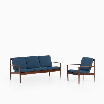 Grete Jalk sofa in rosewood and blue fabric at Studio Schalling