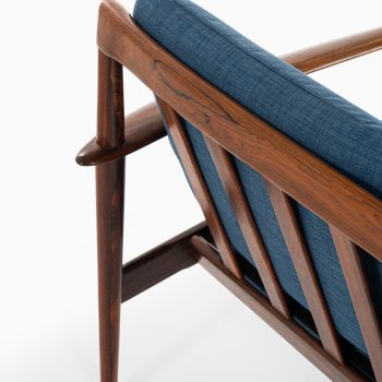 Grete Jalk sofa in rosewood and blue fabric at Studio Schalling