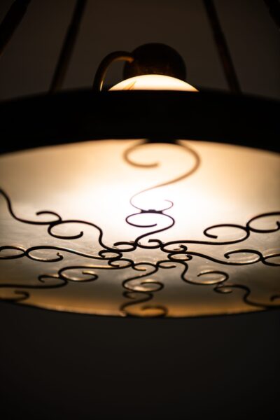 Lars Holmström ceiling lamp in brass and frosted glass at Studio Schalling