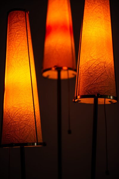 Floor lamp with 3 original lamp shades at Studio Schalling