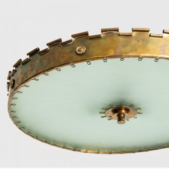 Flush mount ceiling lamp in brass and glass at Studio Schalling