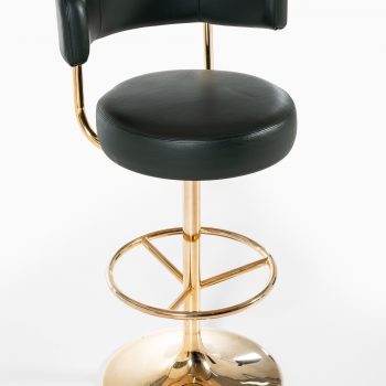 Börje Johanson bar stools in brass and green imitation leather at Studio Schalling
