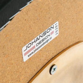 Börje Johanson bar stools in brass and green imitation leather at Studio Schalling