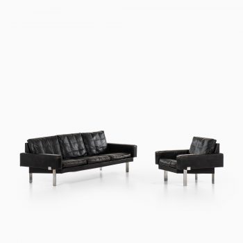 Illum Wikkelsø easy chair in steel and black leather at Studio Schalling