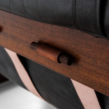 Percival Lafer sofa model MP-091 in black leather at Studio Schalling