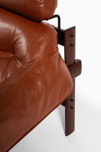 Percival Lafer easy chair in rosewood and brown leather at Studio Schalling