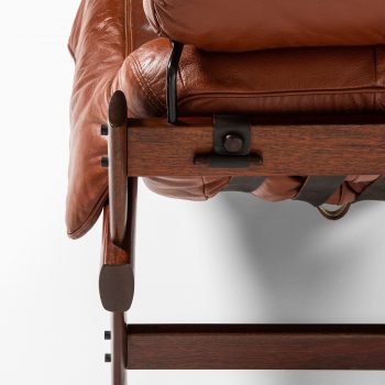 Percival Lafer easy chair in rosewood and brown leather at Studio Schalling