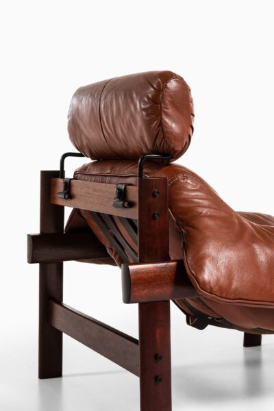 Percival Lafer easy chair in rosewood and brown leather at Studio Schalling