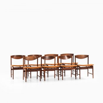 Ib Kofod-Larsen dining chairs in rosewood and leather at Studio Schalling