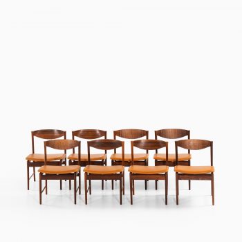 Ib Kofod-Larsen dining chairs in rosewood and leather at Studio Schalling