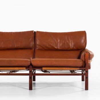 Arne Norell Kontiki 3-seat sofa in brown leather at Studio Schalling
