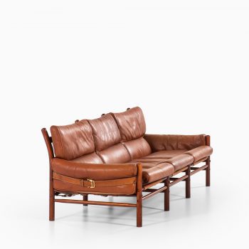 Arne Norell Kontiki 3-seat sofa in brown leather at Studio Schalling