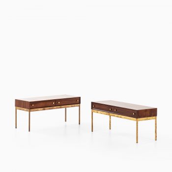 Poul Nørreklit side tables in rosewood and brass at Studio Schalling