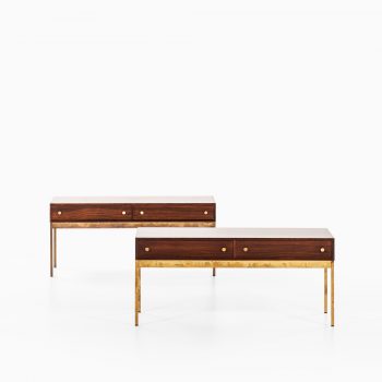 Poul Nørreklit side tables in rosewood and brass at Studio Schalling