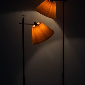 Floor lamps in leather and brass by unknown designer at Studio Schalling