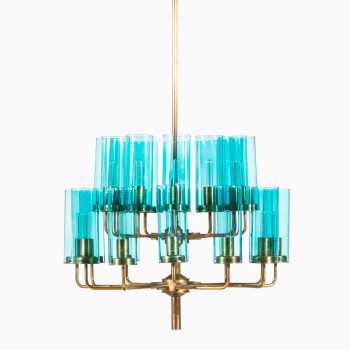 Hans-Agne Jakobsson T-434/24 ceiling lamp in brass and blue glass at Studio Schalling
