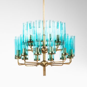 Hans-Agne Jakobsson T-434/24 ceiling lamp in brass and blue glass at Studio Schalling