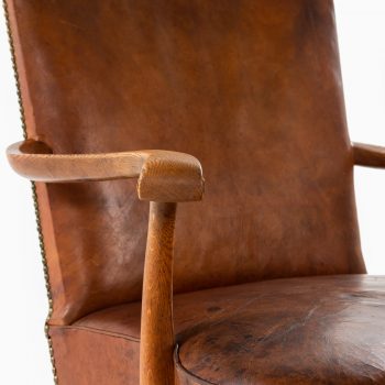 Frits Henningsen armchair in oak and natural leather at Studio Schalling