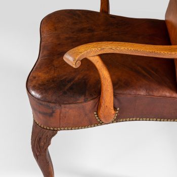 Frits Henningsen armchair in oak and natural leather at Studio Schalling