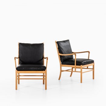 Ole Wanscher Colonial armchairs in ash and black leather at Studio Schalling