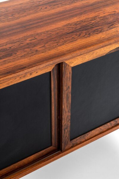 Rosewood sideboard with black leather at Studio Schalling