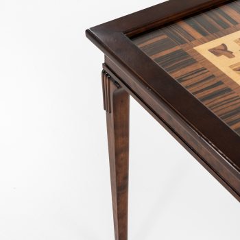 Eric Chambert tray table in stained birch and intarsia at Studio Schalling