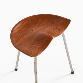 Stool in steel and teak by unknown designer at Studio Schalling
