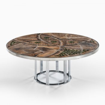 Brutalist coffee table with steel base at Studio Schalling